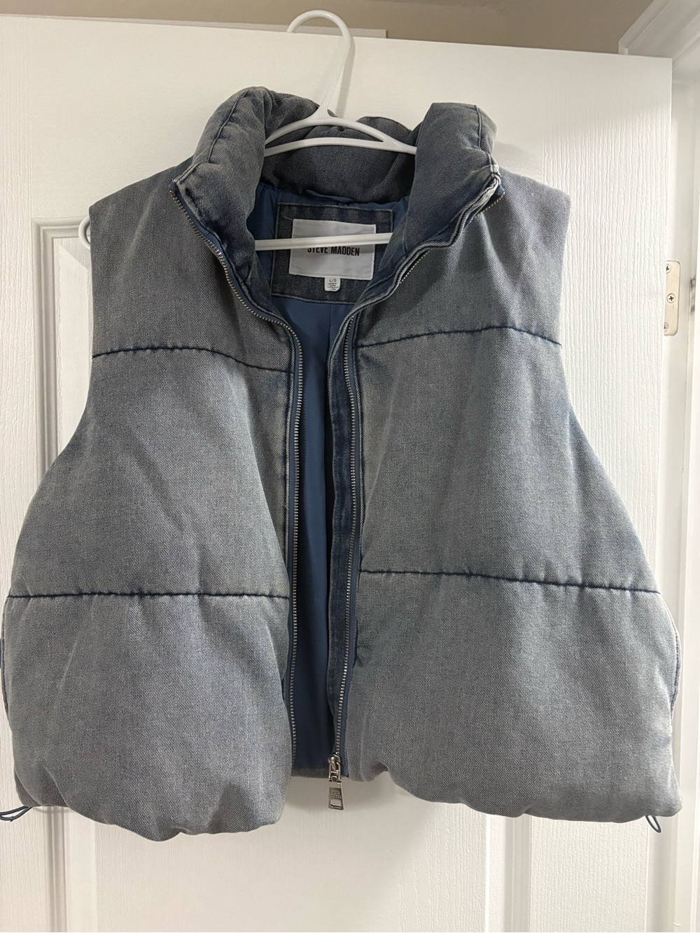 Steve Madden Quilted Light Denim wash Puffer Vest